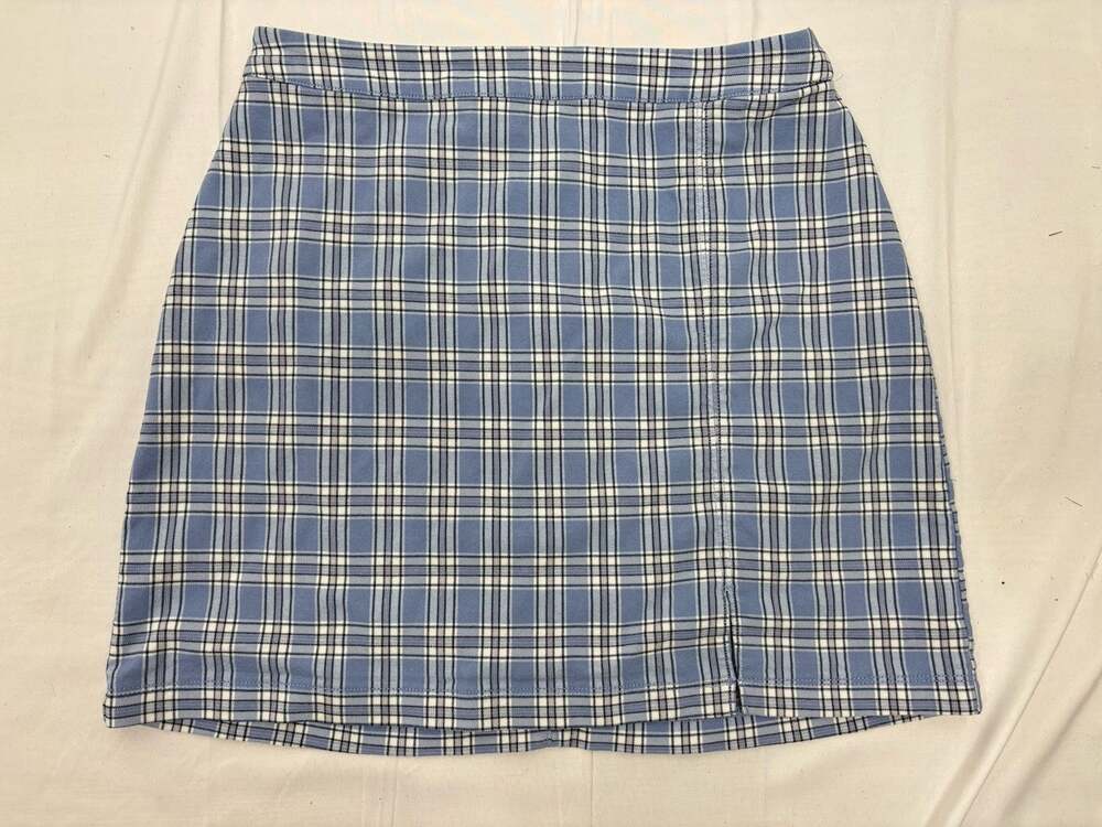 Hollister Blue Plaid Mini Skirt Medium Ultra Preppy School Girl Academia Y2K